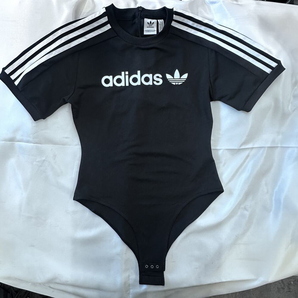 adidas Originals 3-Stripes Short Sleeve Bodysuit Black White Trefoil size Medium